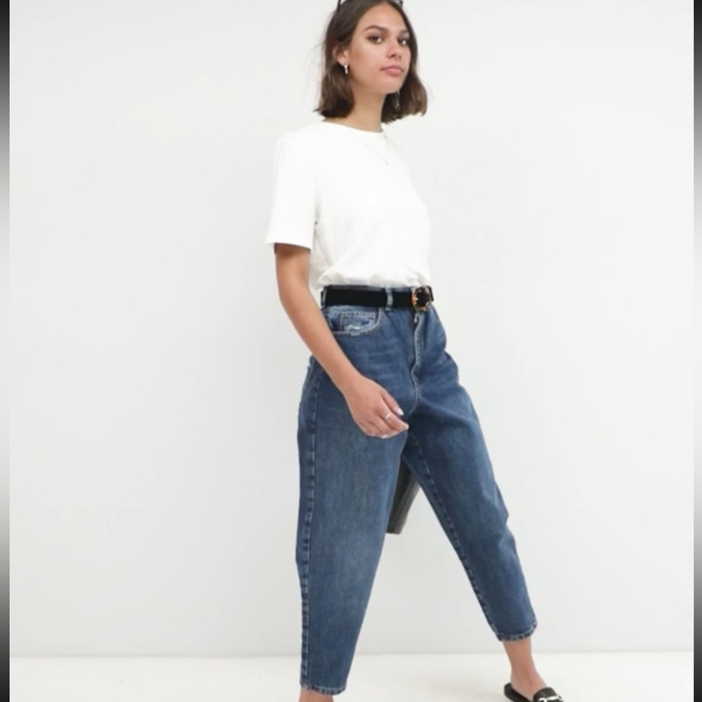 ASOS high rise boyfriend balloon leg jeans in dark wash size 30